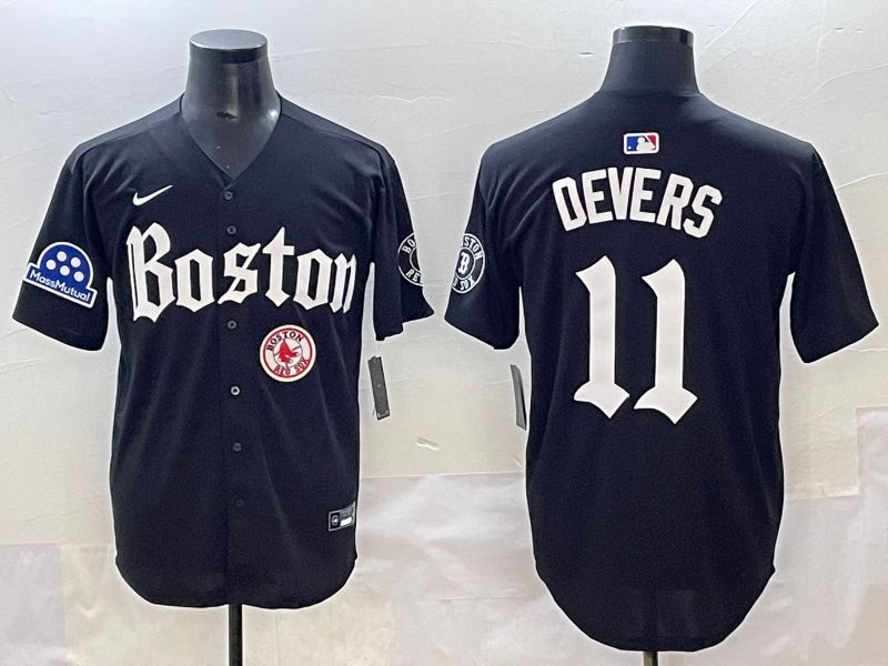 Men 2025 Boston Red Sox #11 Devers Black Five generations Joint Name Nike MLB Jersey style 27->boston red sox->MLB Jersey